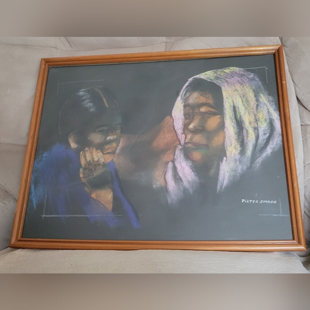 Pieter Smoor pastel mother and child painting